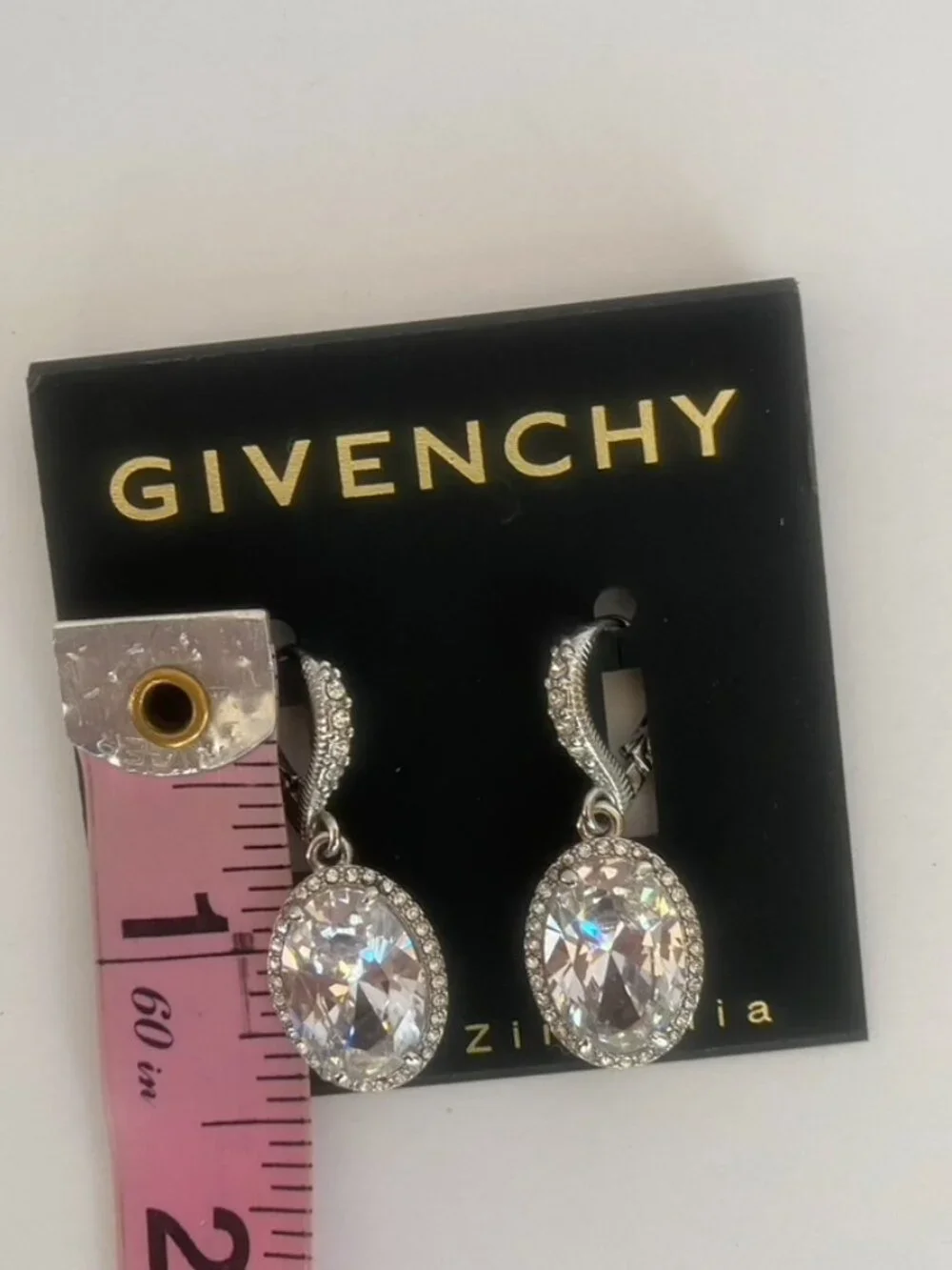 Givenchy Silver Tone Cubic Zirconia Oval Earrings Set NEW